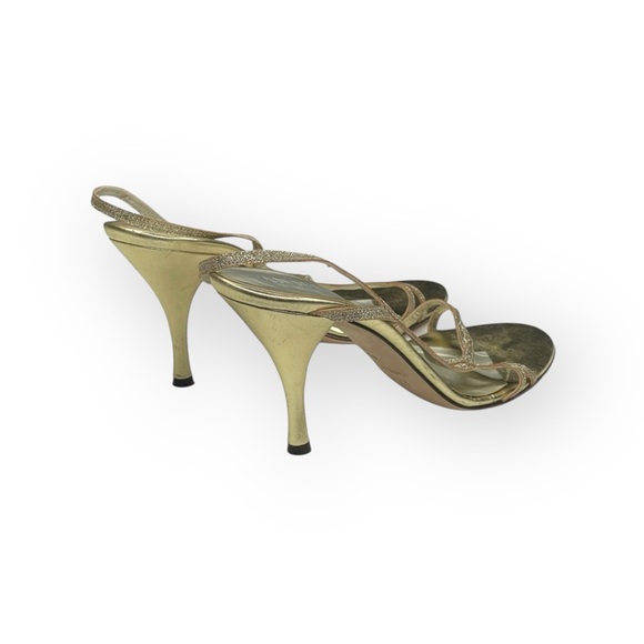 Vintage: Anne Klein 🝮 Glittery Stiletto Slingback Sandals 🝮 Metallic Gold 🝮 8.5 - Picture 3 of 16